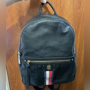 Tommy Hilfiger Black Leather Backpack